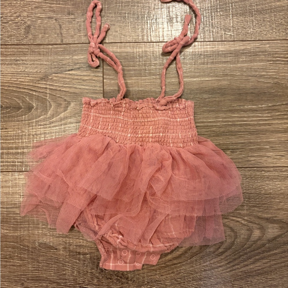Pink Tulle Baby Romper with Tulle Skirt